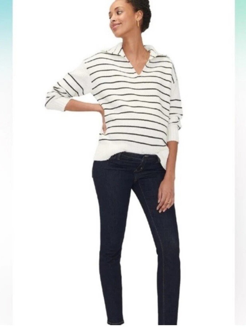 $198 HATCH Deep Indigo Blue Skinny Stretch Crop Jeans